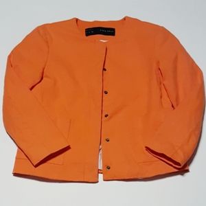 Zara Basic Orange Jacket Small Snap Front